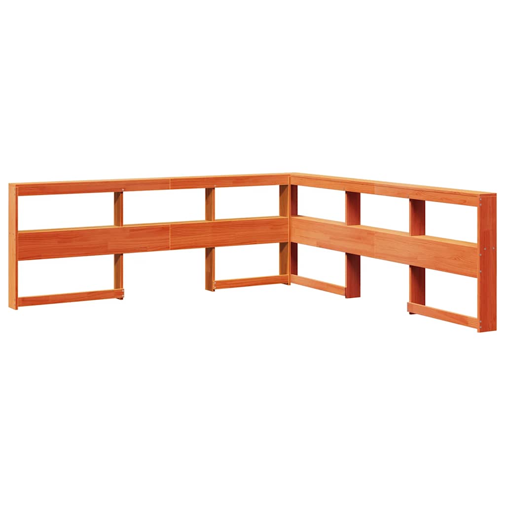 Lit bibliothèque sans matelas cire marron 180x200 cm pin massif - XIOS