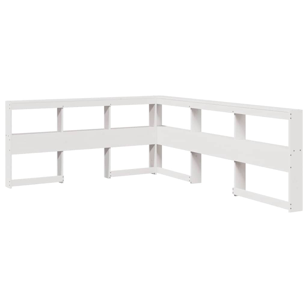 Lit bibliothèque sans matelas blanc 160x200 cm bois pin massif - XIOS