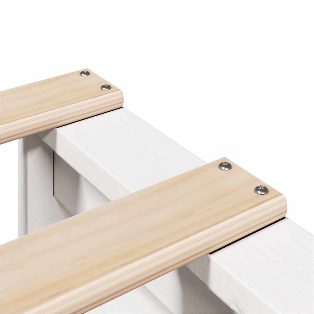 Lit bibliothèque sans matelas blanc 150x200 cm bois pin massif - XIOS