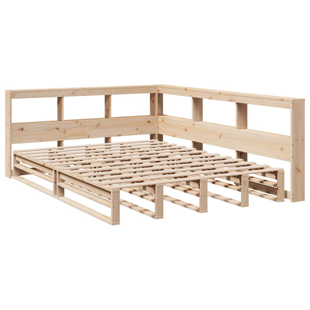 Lit bibliothèque sans matelas 140x200 cm bois massif de pin - XIOS