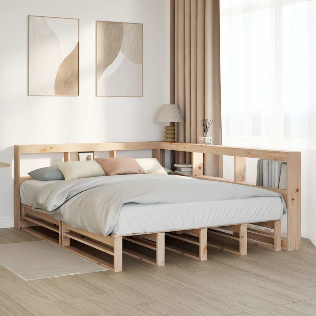 Lit bibliothèque sans matelas 140x200 cm bois massif de pin - XIOS