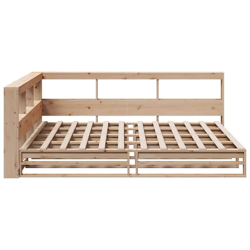 Lit bibliothèque sans matelas 140x200 cm bois massif de pin - XIOS