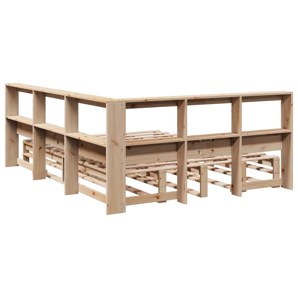 Lit bibliothèque sans matelas 140x200 cm bois massif de pin - XIOS
