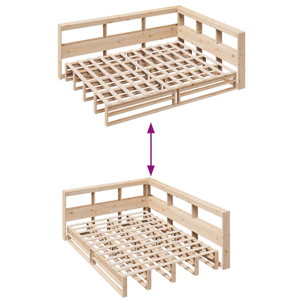 Lit bibliothèque sans matelas 140x200 cm bois massif de pin - XIOS