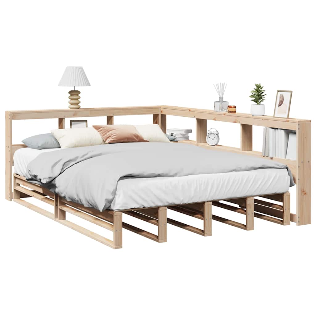 Lit bibliothèque sans matelas 140x200 cm bois massif de pin - XIOS