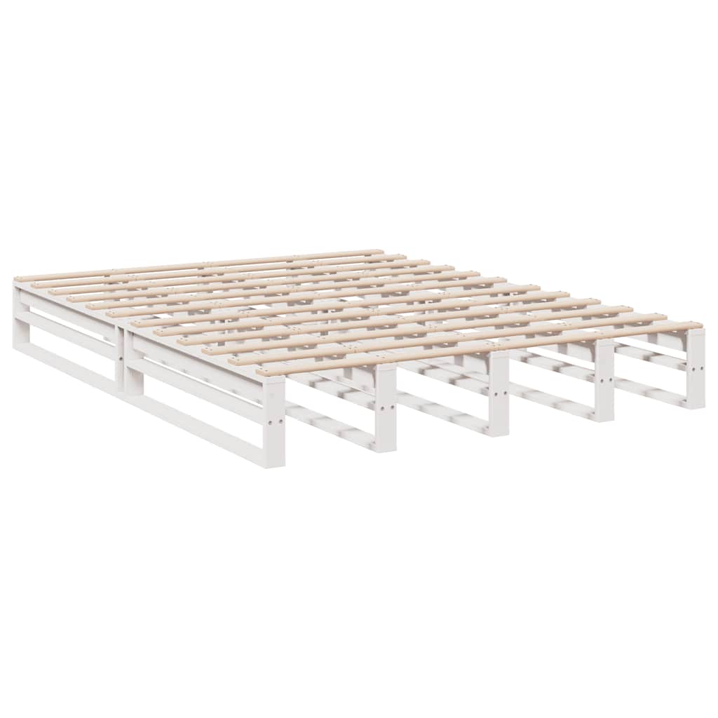 Lit bibliothèque sans matelas blanc 140x200 cm bois pin massif - XIOS