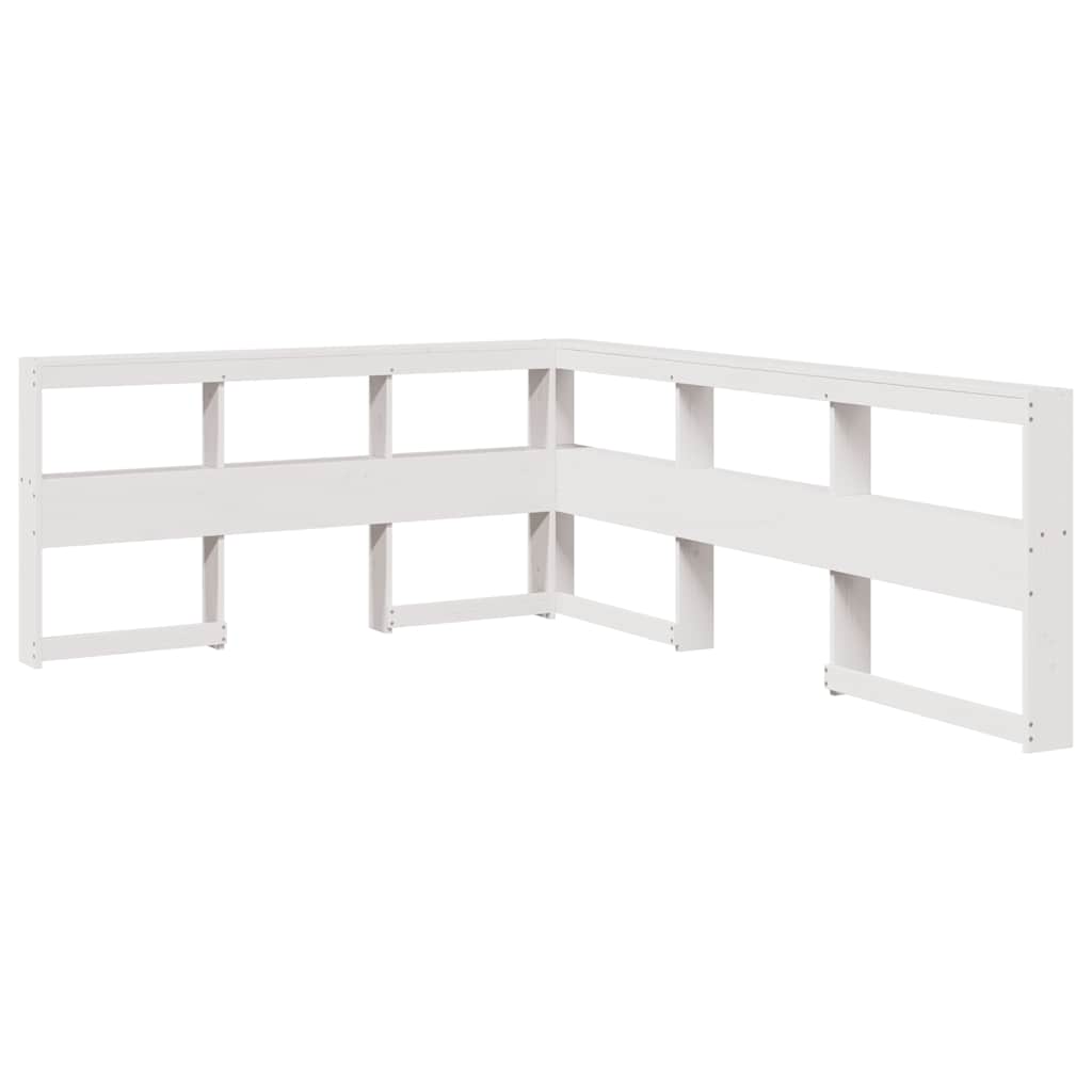 Lit bibliothèque sans matelas blanc 140x200 cm bois pin massif - XIOS