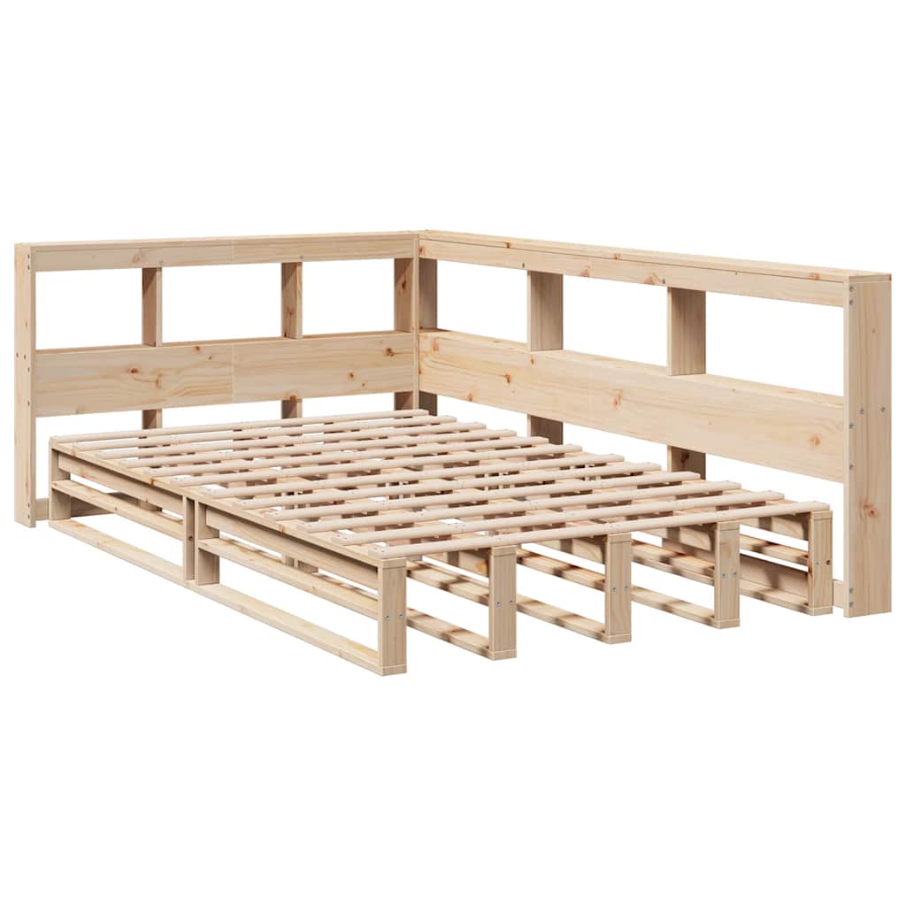 Lit bibliothèque sans matelas 120x200 cm bois de pin massif - XIOS