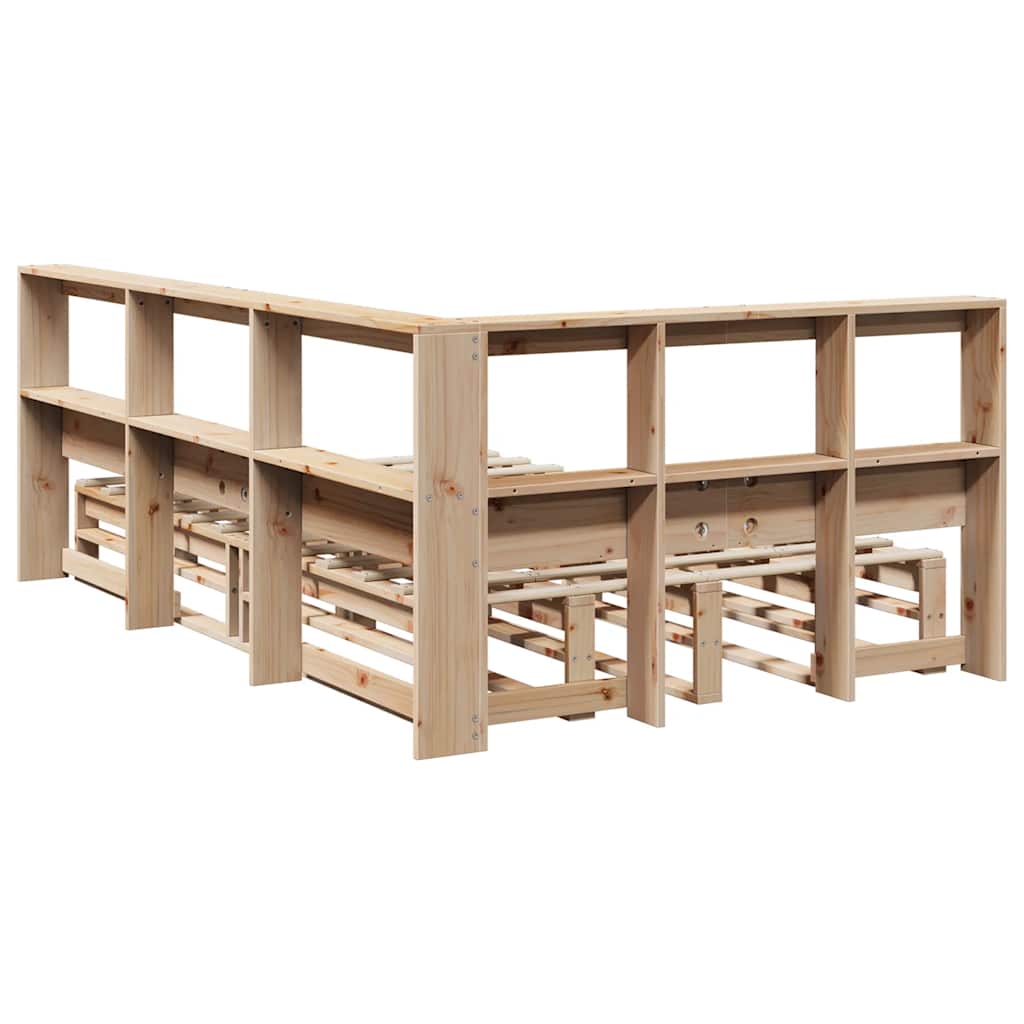 Lit bibliothèque sans matelas 120x200 cm bois de pin massif - XIOS