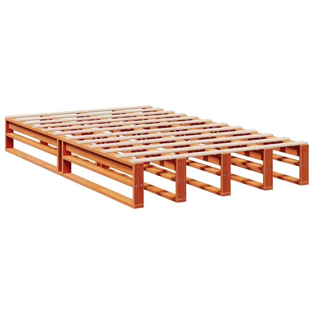 Lit bibliothèque sans matelas cire marron 120x200 cm pin massif - XIOS