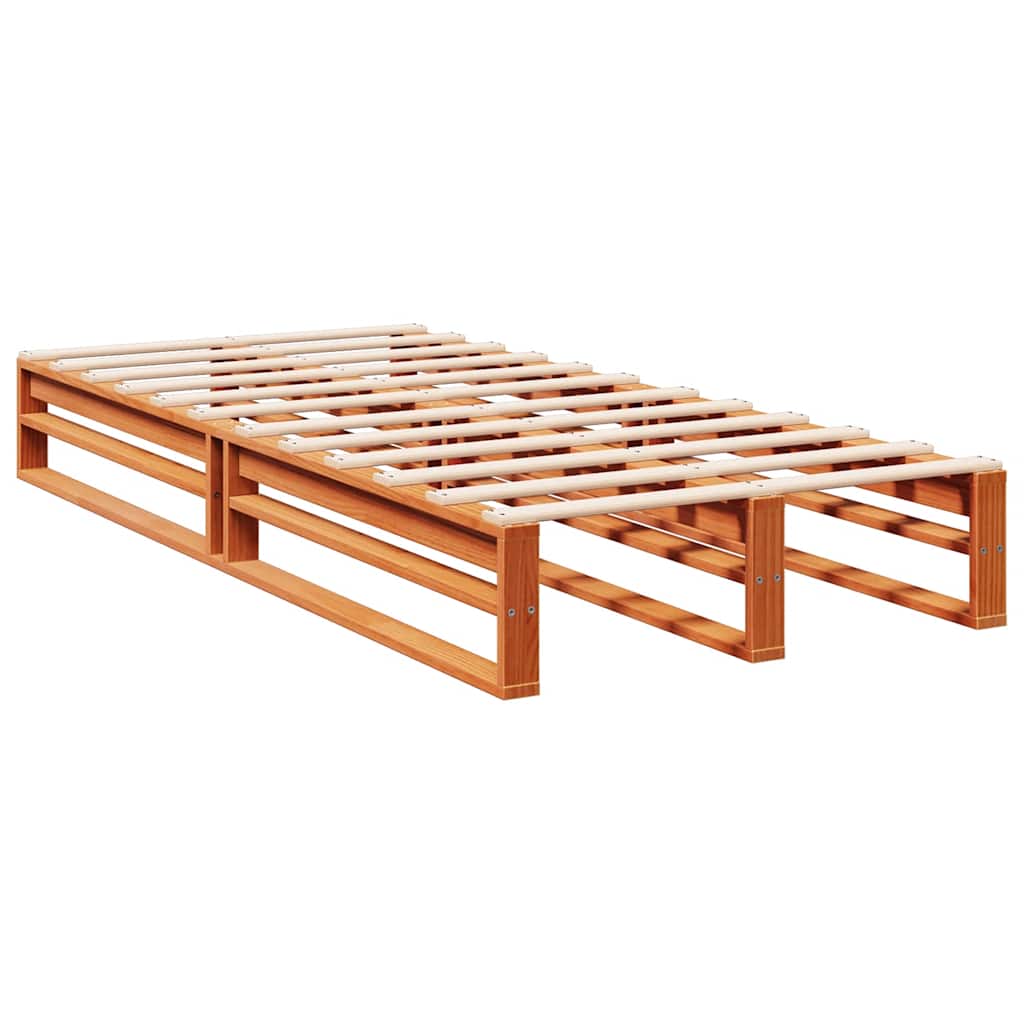 Lit bibliothèque sans matelas cire marron 100x200 cm pin massif - XIOS