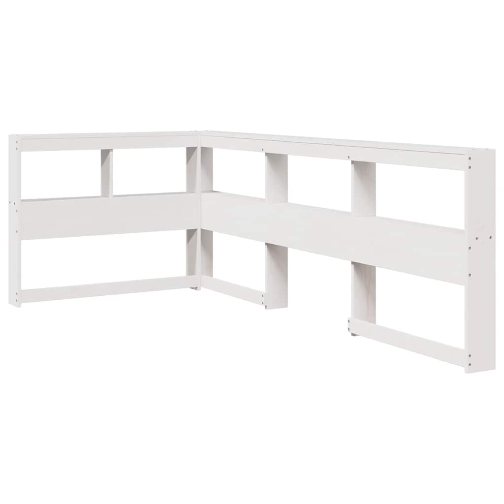 Lit bibliothèque sans matelas blanc 90x200cm bois de pin massif - XIOS