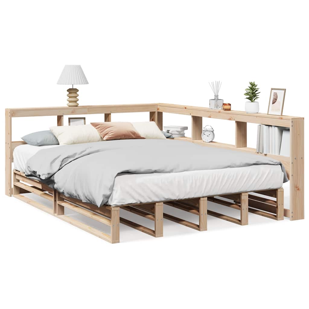 Lit bibliothèque sans matelas 140x190 cm bois de pin massif - XIOS