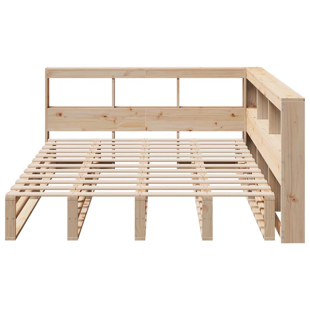 Lit bibliothèque sans matelas 140x190 cm bois de pin massif - XIOS