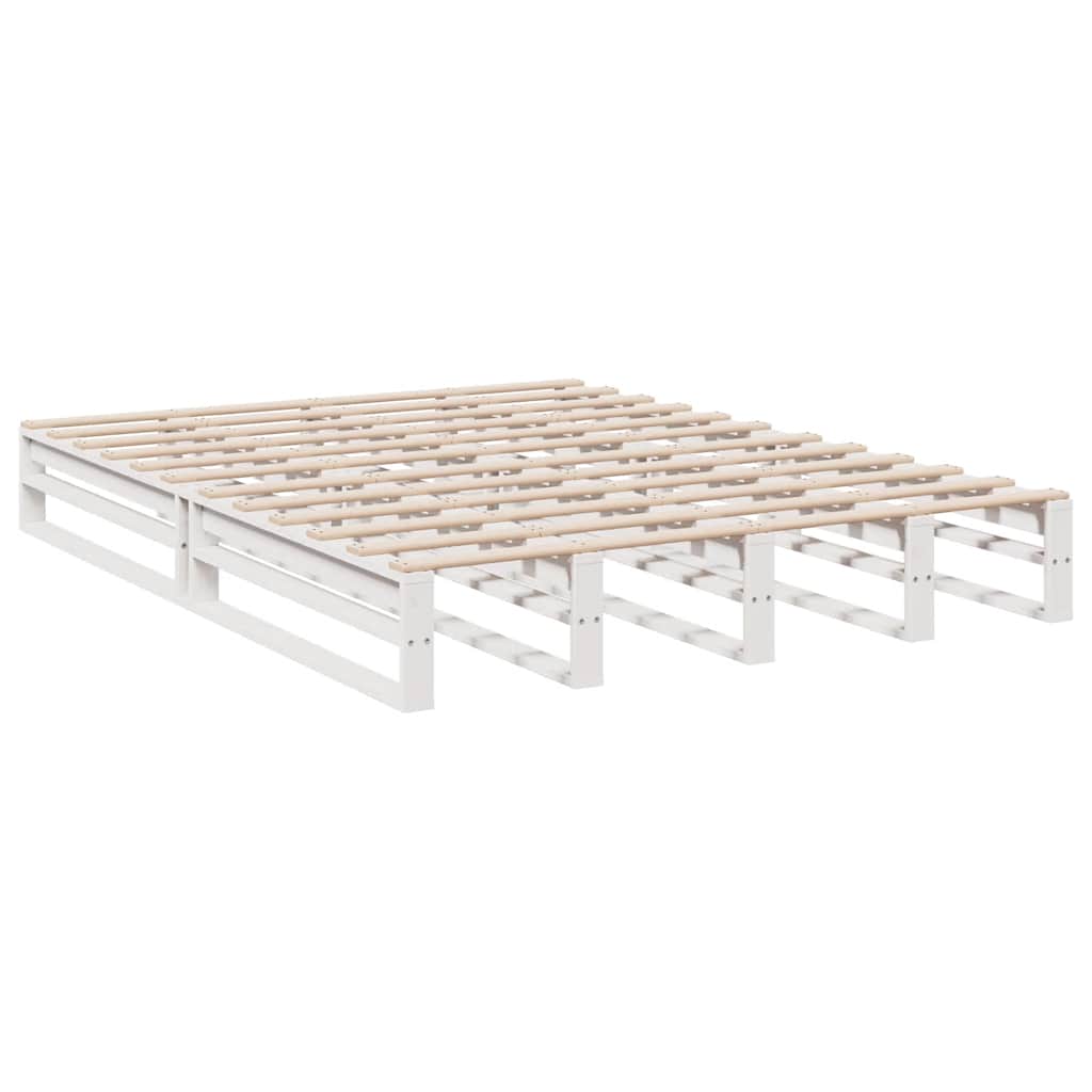 Lit bibliothèque sans matelas blanc 140x190 cm bois pin massif - XIOS
