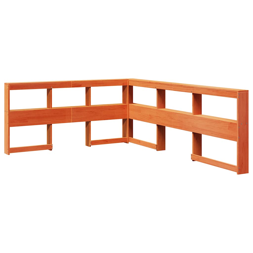 Lit bibliothèque sans matelas cire marron 140x190 cm pin massif - XIOS