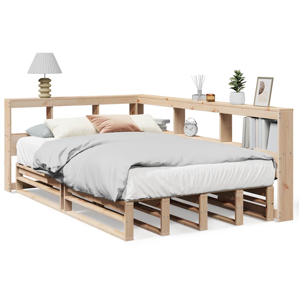 Lit bibliothèque sans matelas 120x190 cm bois de pin massif - XIOS