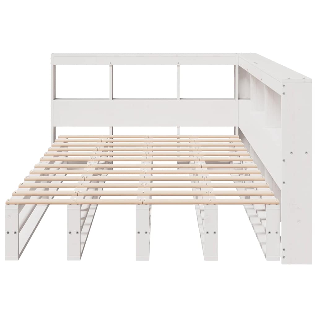 Lit bibliothèque sans matelas blanc 120x190 cm bois pin massif - XIOS