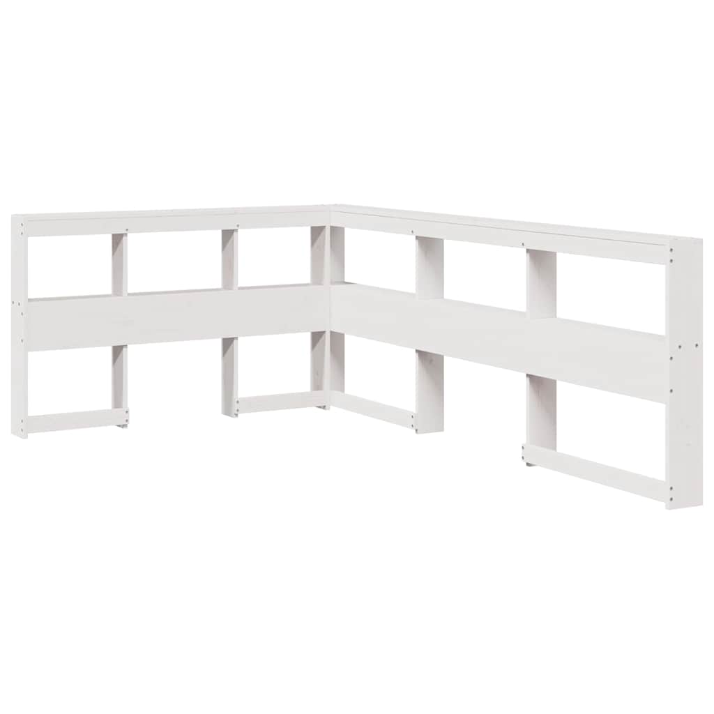 Lit bibliothèque sans matelas blanc 120x190 cm bois pin massif - XIOS