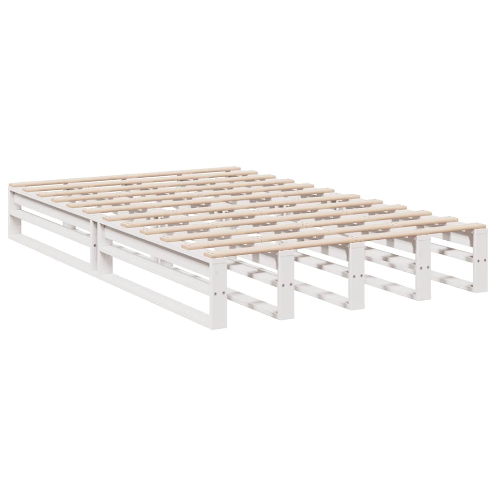 Lit bibliothèque sans matelas blanc 120x190 cm bois pin massif - XIOS