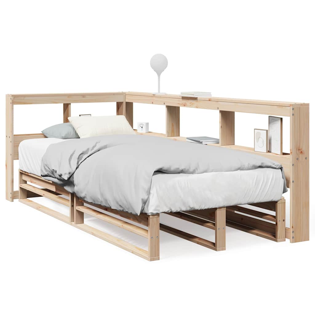 Lit bibliothèque sans matelas 90x190 cm bois de pin massif - XIOS