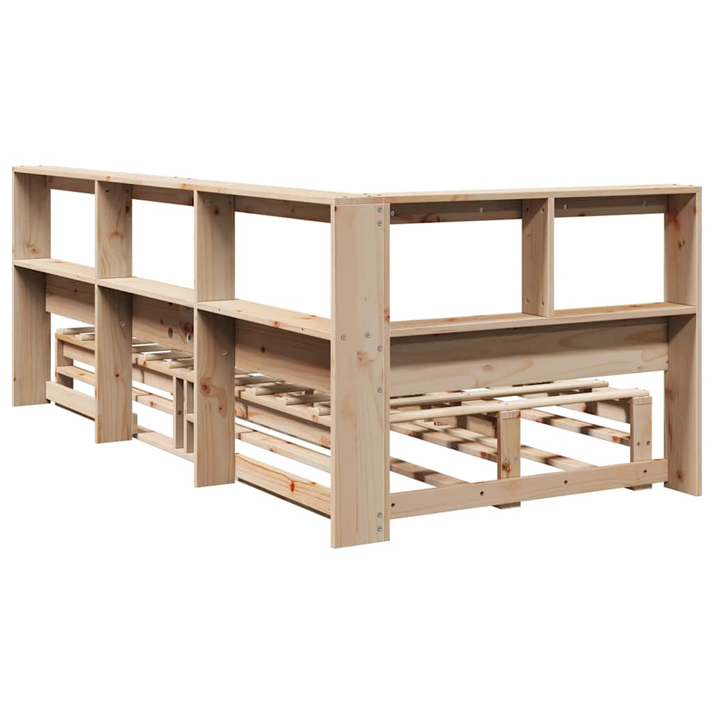 Lit bibliothèque sans matelas 90x190 cm bois de pin massif - XIOS