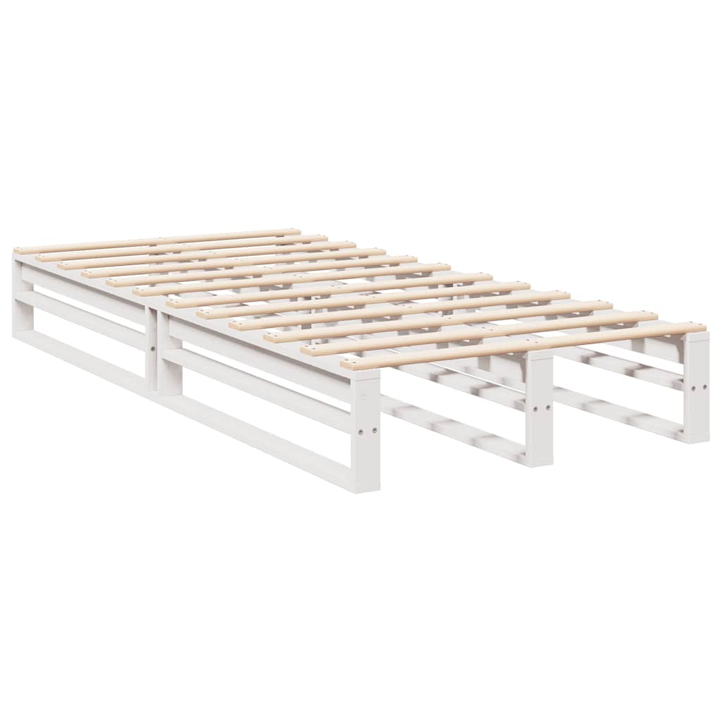 Lit bibliothèque sans matelas blanc 90x190cm bois de pin massif - XIOS