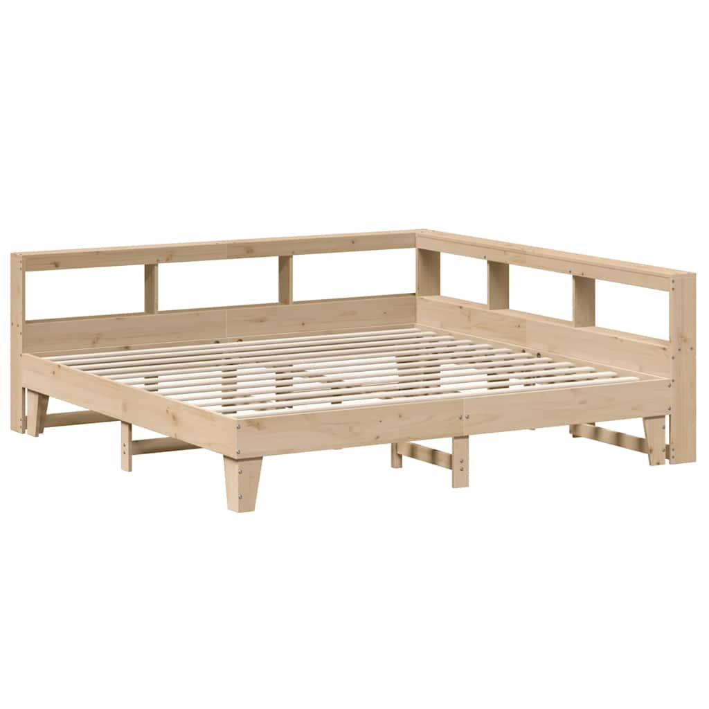 Lit bibliothèque sans matelas 200x200 cm bois massif de pin - XIOS