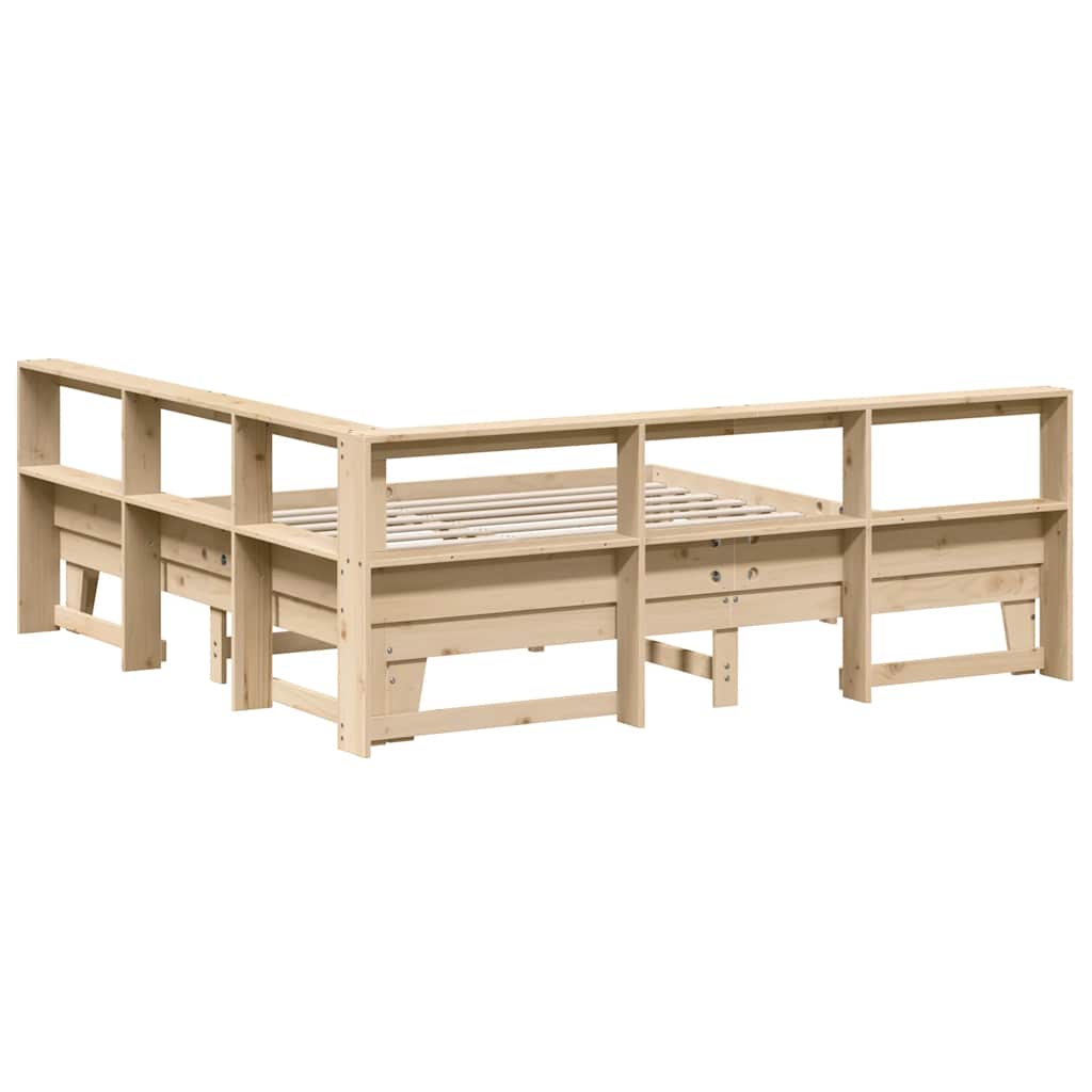 Lit bibliothèque sans matelas 200x200 cm bois massif de pin - XIOS