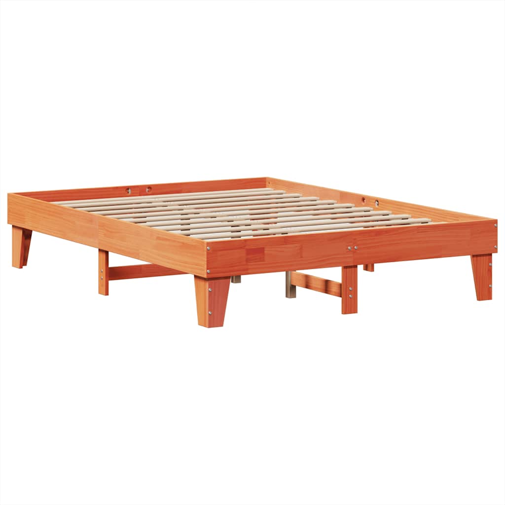 Lit bibliothèque sans matelas cire marron 180x200 cm pin massif - XIOS