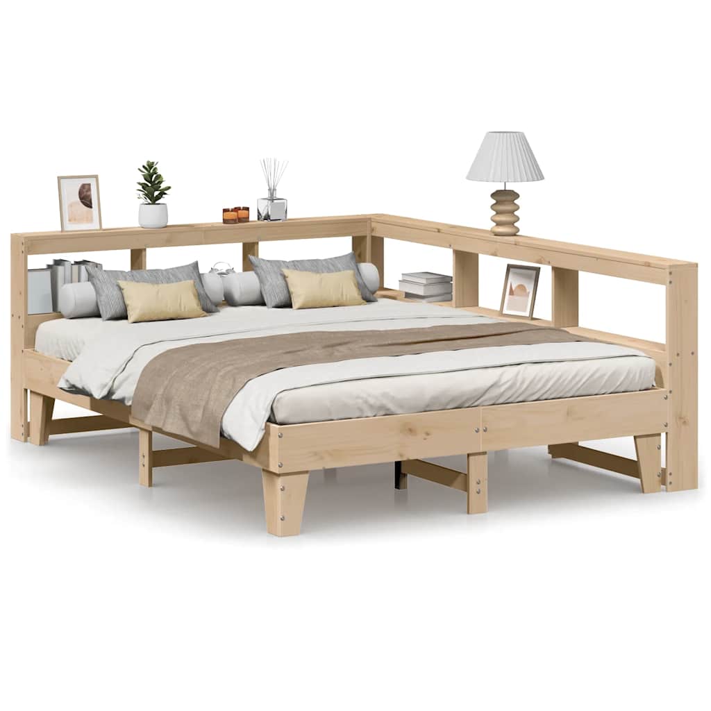 Lit bibliothèque sans matelas 140x200 cm bois massif de pin - XIOS