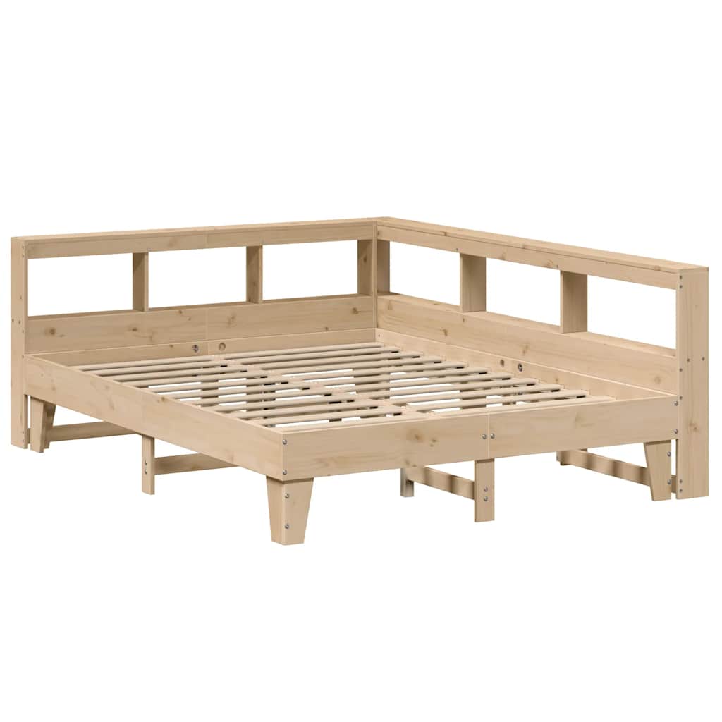 Lit bibliothèque sans matelas 140x200 cm bois massif de pin - XIOS
