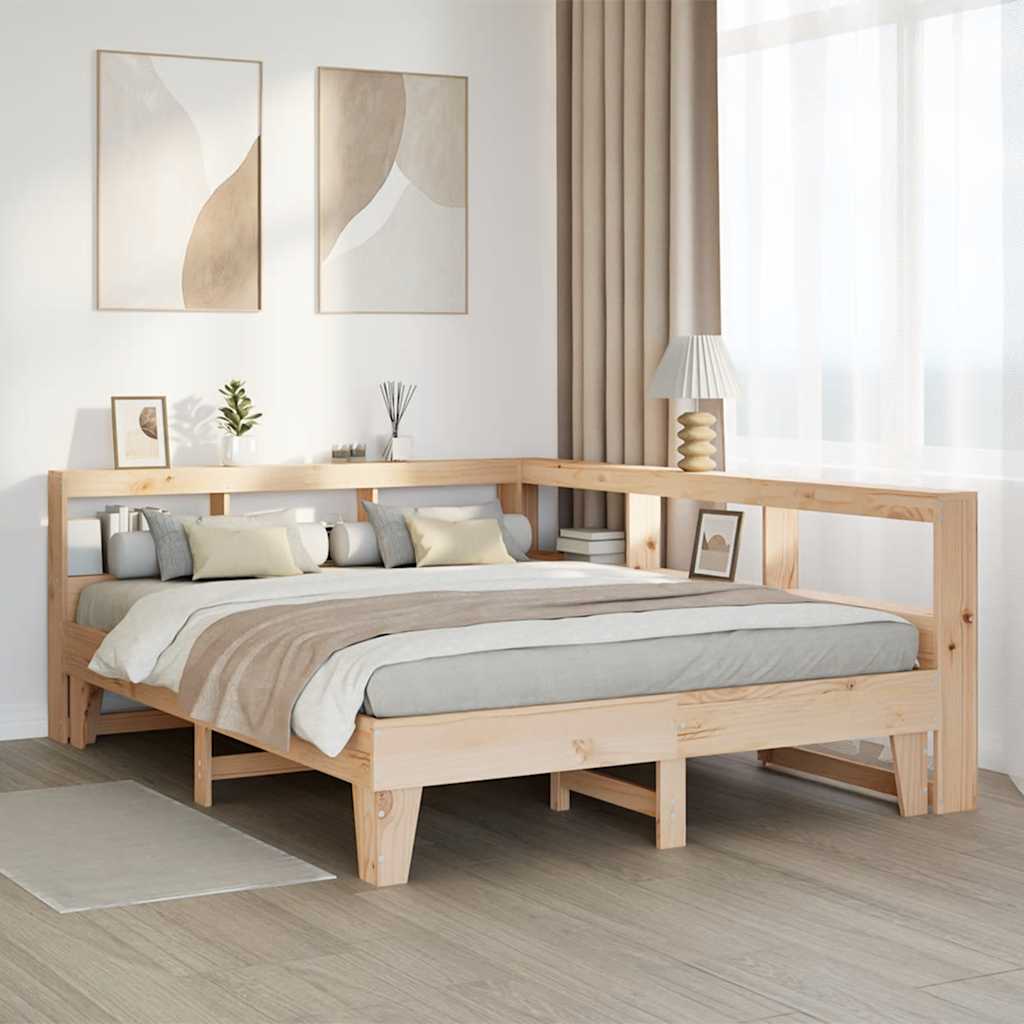 Lit bibliothèque sans matelas 140x200 cm bois massif de pin - XIOS
