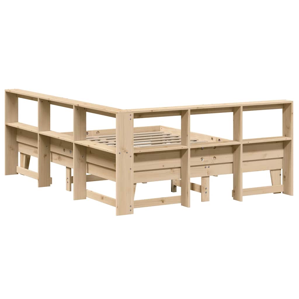 Lit bibliothèque sans matelas 140x200 cm bois massif de pin - XIOS