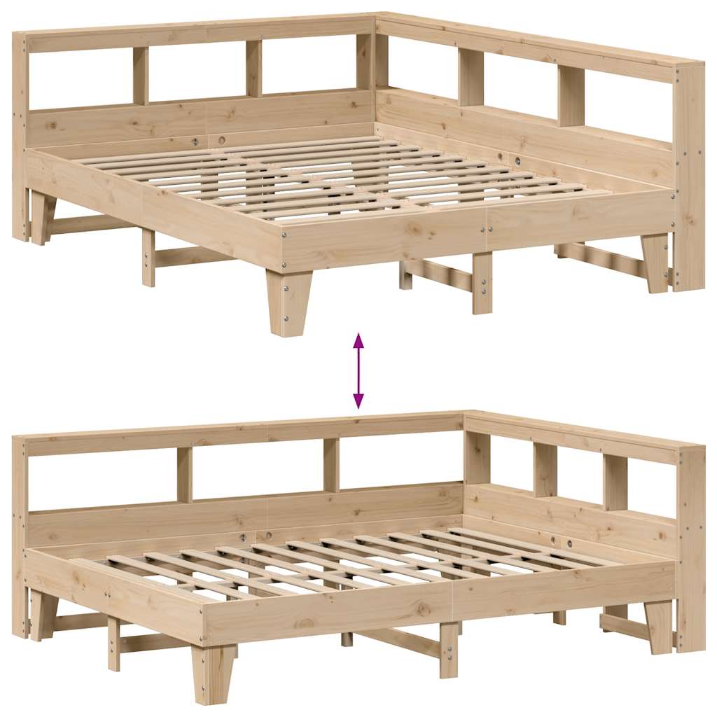 Lit bibliothèque sans matelas 140x200 cm bois massif de pin - XIOS