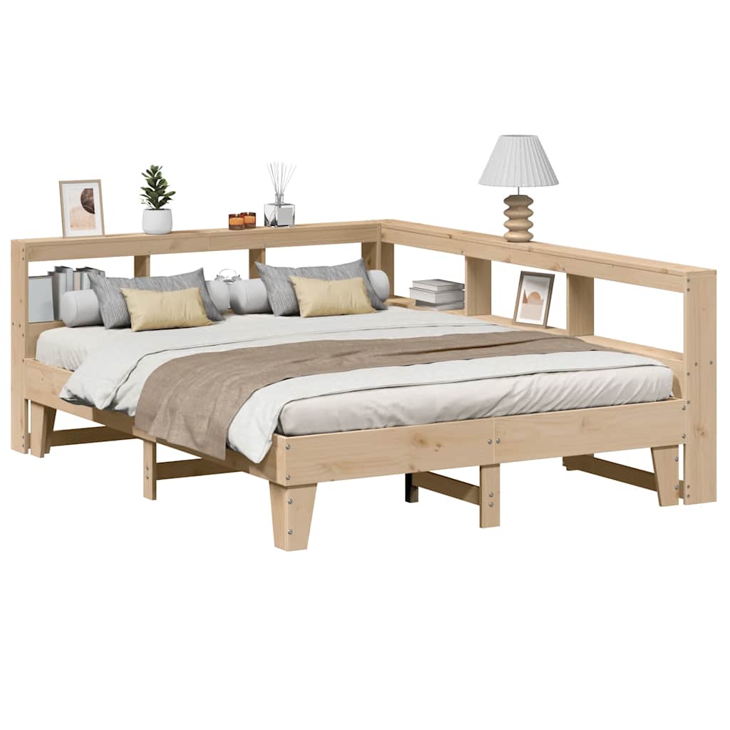 Lit bibliothèque sans matelas 140x200 cm bois massif de pin - XIOS