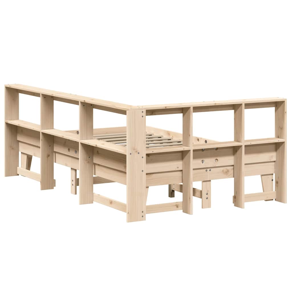 Lit bibliothèque sans matelas 120x200 cm bois de pin massif - XIOS