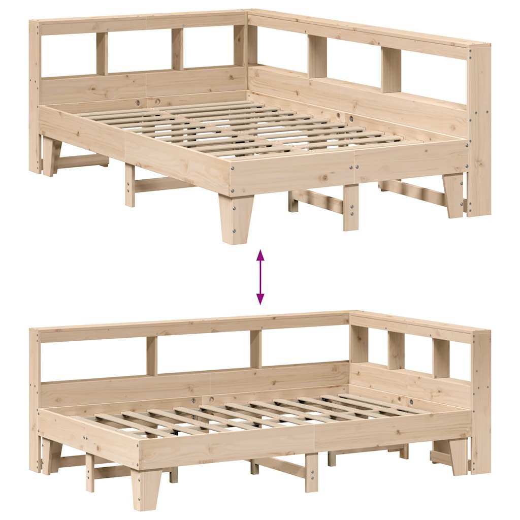 Lit bibliothèque sans matelas 120x200 cm bois de pin massif - XIOS