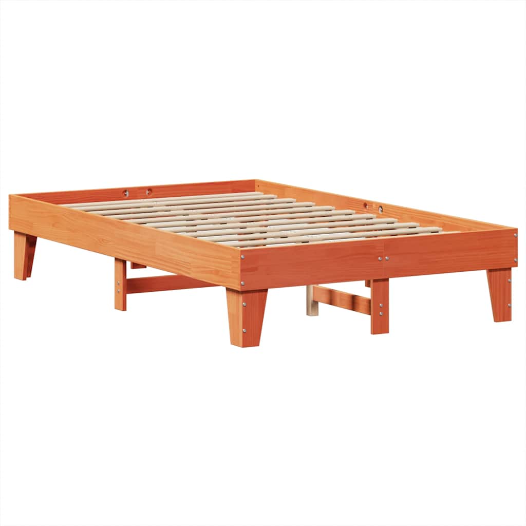 Lit bibliothèque sans matelas cire marron 120x200 cm pin massif - XIOS