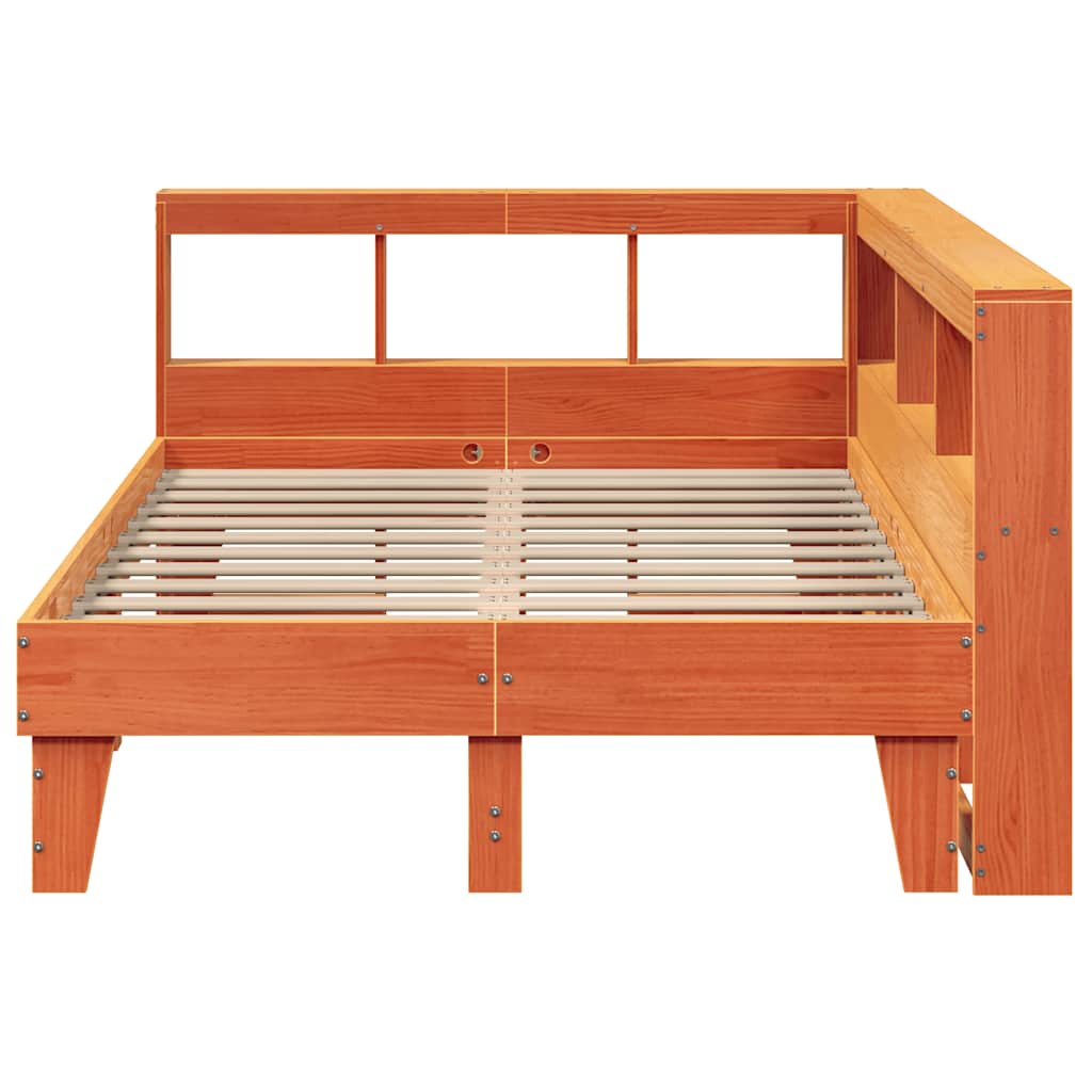Lit bibliothèque sans matelas cire marron 120x200 cm pin massif - XIOS