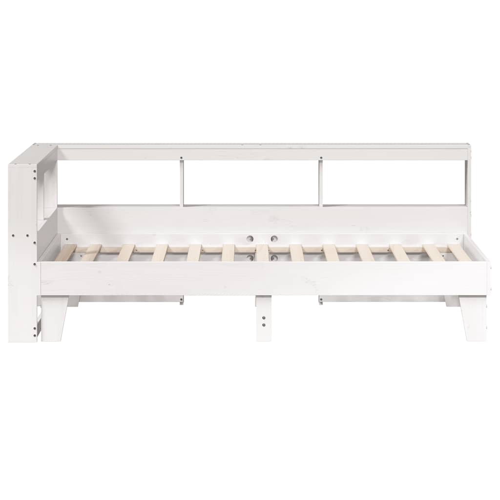 Lit bibliothèque sans matelas blanc 100x200 cm bois pin massif - XIOS