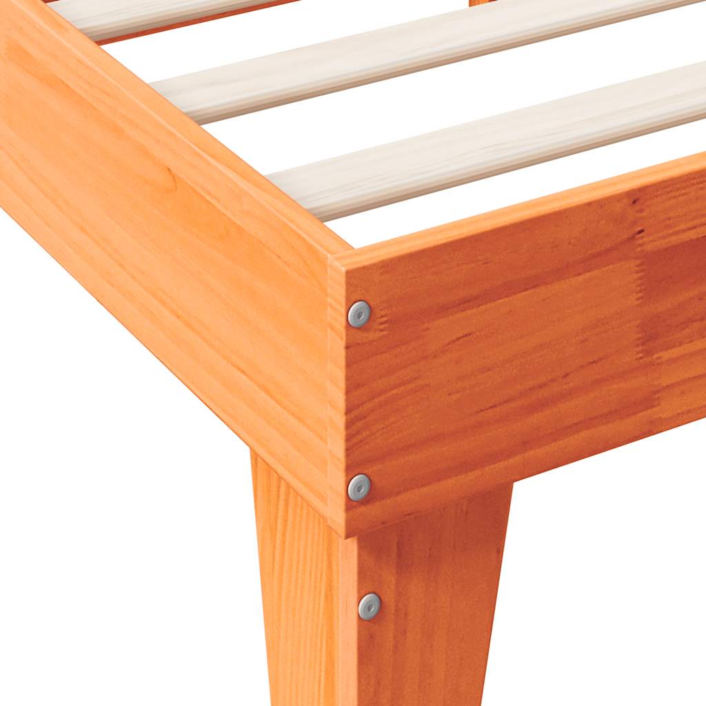 Lit bibliothèque sans matelas cire marron 90x200 cm pin massif - XIOS