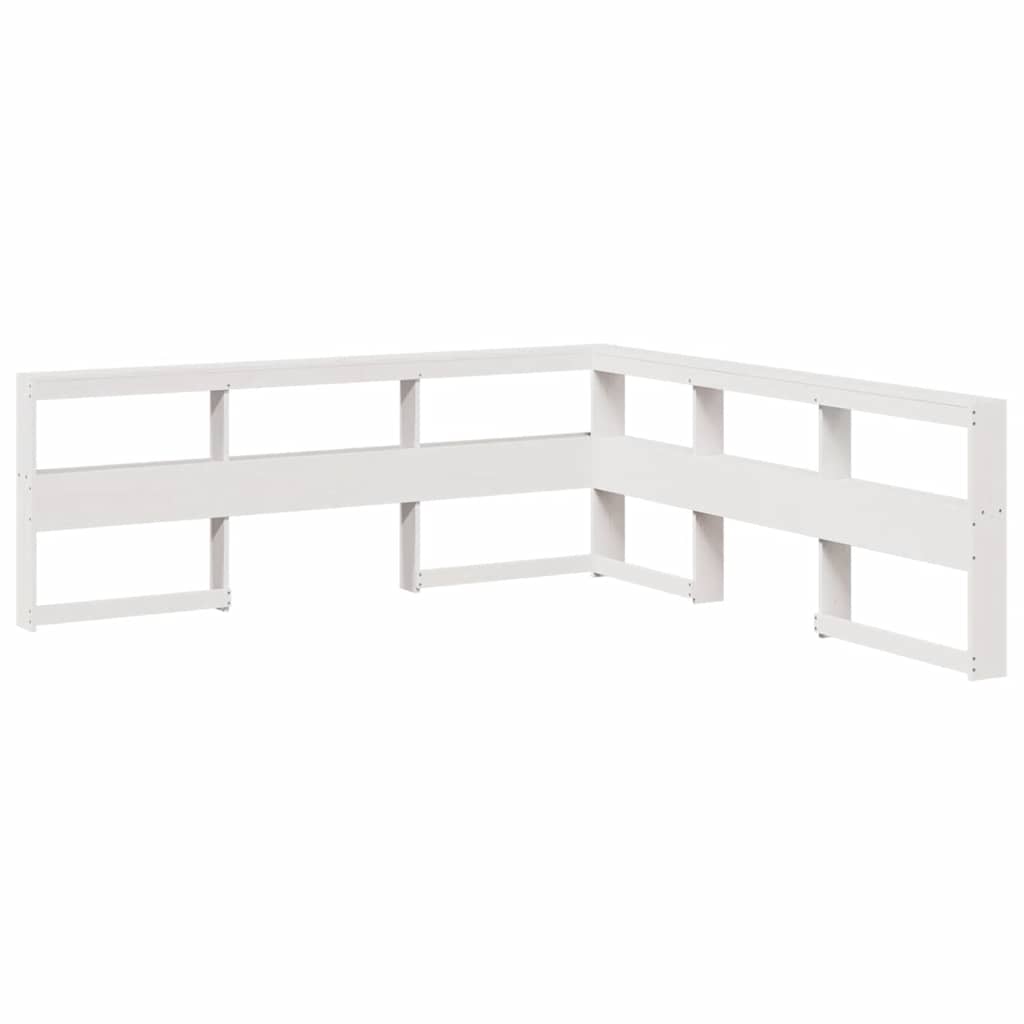 Lit bibliothèque sans matelas blanc 140x190 cm bois pin massif - XIOS