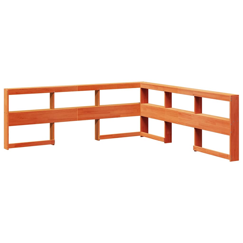 Lit bibliothèque sans matelas cire marron 140x190 cm pin massif - XIOS
