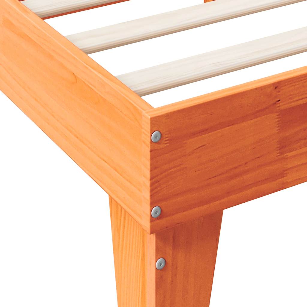 Lit bibliothèque sans matelas cire marron 140x190 cm pin massif - XIOS