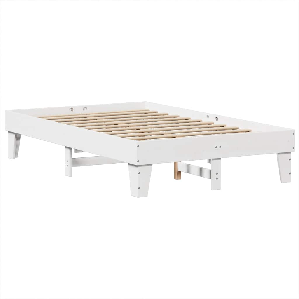Lit bibliothèque sans matelas blanc 120x190 cm bois pin massif - XIOS