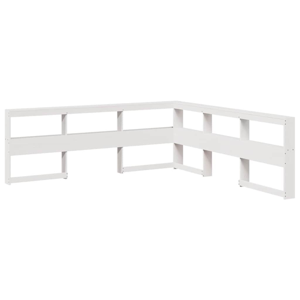 Lit bibliothèque sans matelas blanc 120x190 cm bois pin massif - XIOS