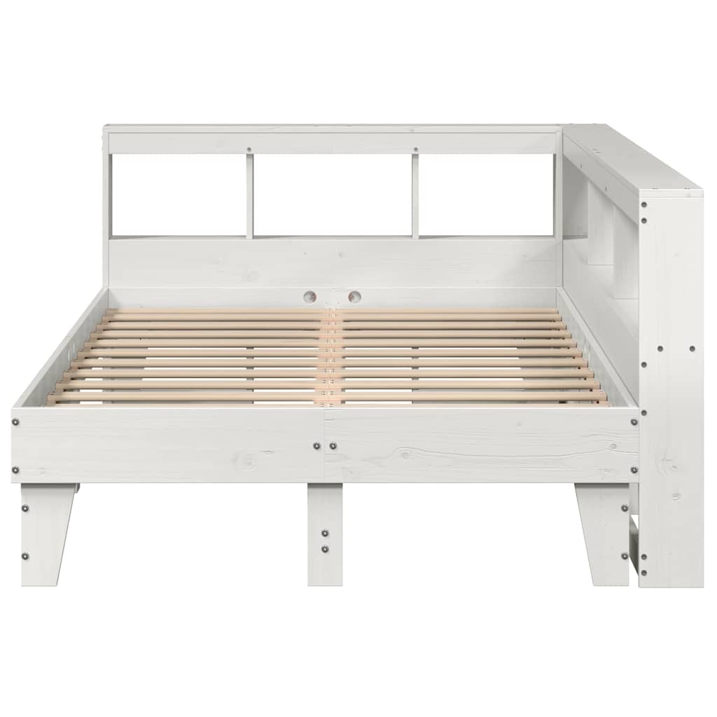 Lit bibliothèque sans matelas blanc 120x190 cm bois pin massif - XIOS