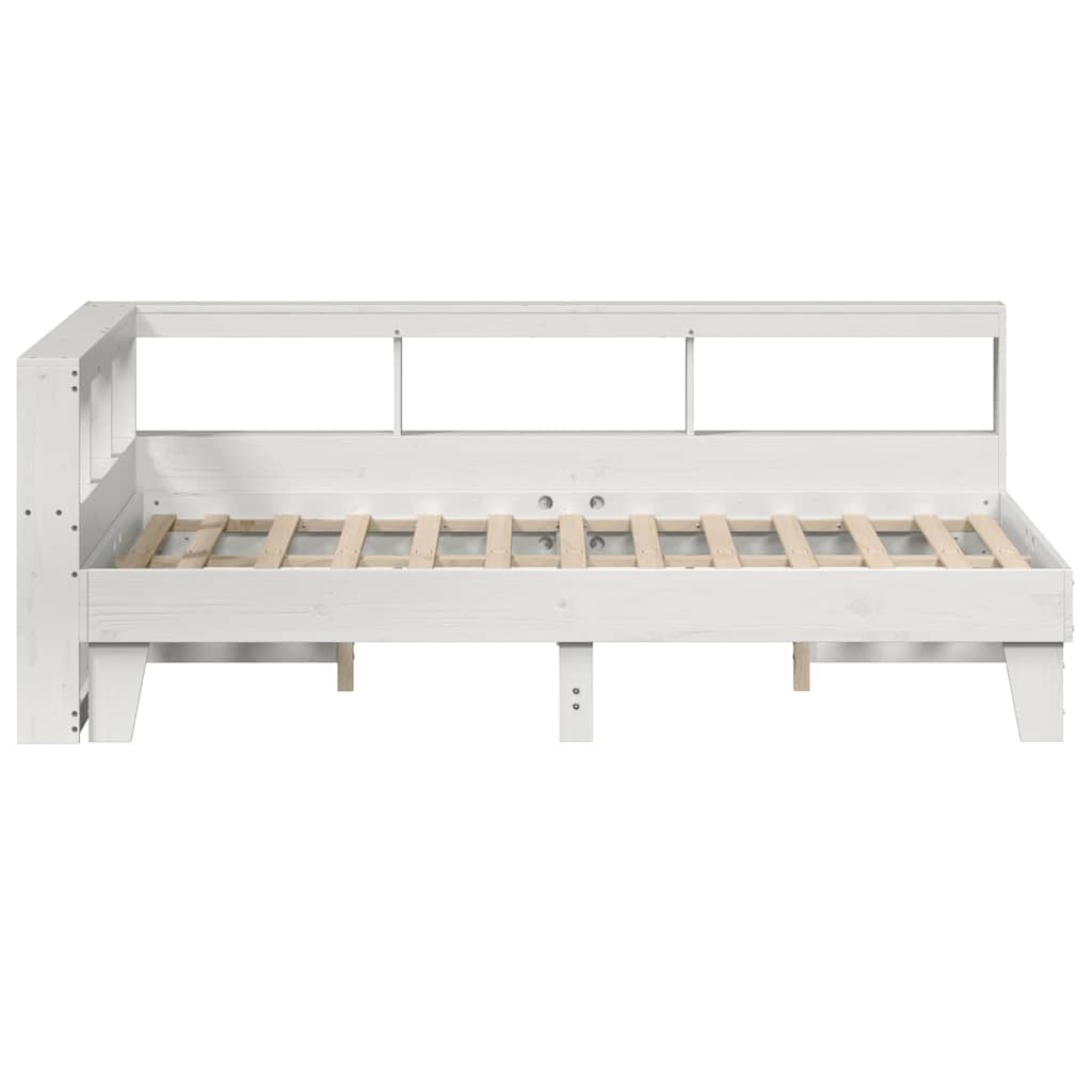 Lit bibliothèque sans matelas blanc 120x190 cm bois pin massif - XIOS