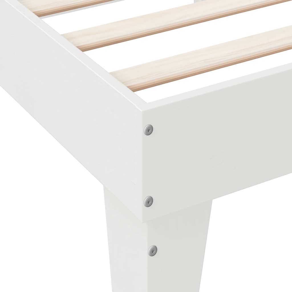 Lit bibliothèque sans matelas blanc 120x190 cm bois pin massif - XIOS